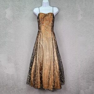 VTG Morgan & Co Dress Womens 7/8 Brown Ethereal Forrest Fairy HoCo Prom Y2K